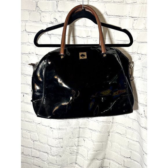 KATE SPADE BLACK PATENT LEATHER LARGE TOTE‎ BAG/DUST BAG - GOOD CONDITION - Picture 1 of 8